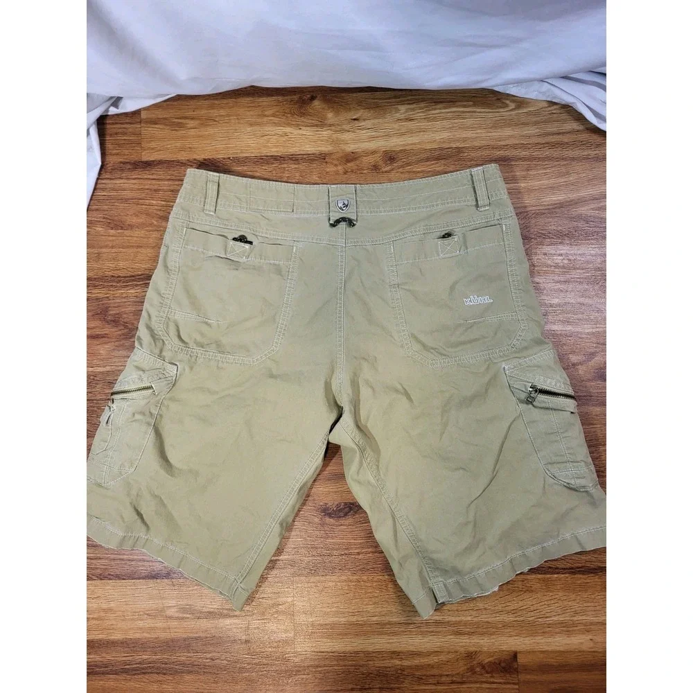 Kuhl Cargo Shorts 36 Outdoor Hiking Vintage Patina Dye Cargo Zip Pockets